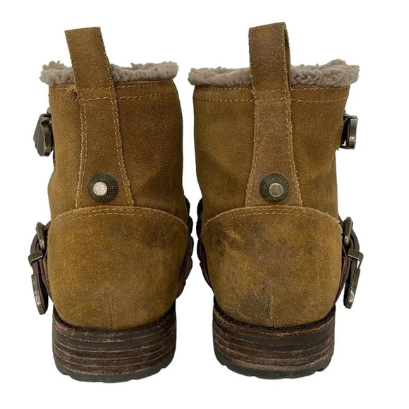 Sigerson Morrison Boots Women's 7 Brown Suede Leather Ankle Booties Shearling - Picture 9 of 14